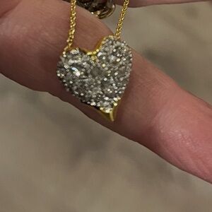 Gold and Silver Heart Pendant Necklace